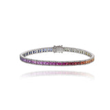 14KT White Gold Multi Colored Sapphire And Diamond Bracelet