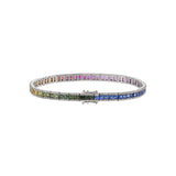 14KT White Gold Multi Colored Sapphire And Diamond Bracelet