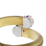 Vintage 14KT Yellow Gold Hammered Bangle with Ruby and Sapphire