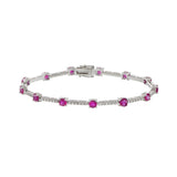 14KT White Gold Ruby And Diamond Section Bracelet