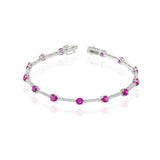 14KT White Gold Ruby And Diamond Section Bracelet