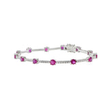 14KT White Gold Ruby And Diamond Section Bracelet