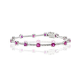 14KT White Gold Ruby And Diamond Section Bracelet