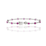 14KT White Gold Ruby And Diamond Section Bracelet