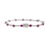 14KT White Gold Ruby And Diamond Section Bracelet