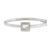 14KT White Gold Bangle with Round Cut Floating Diamonds