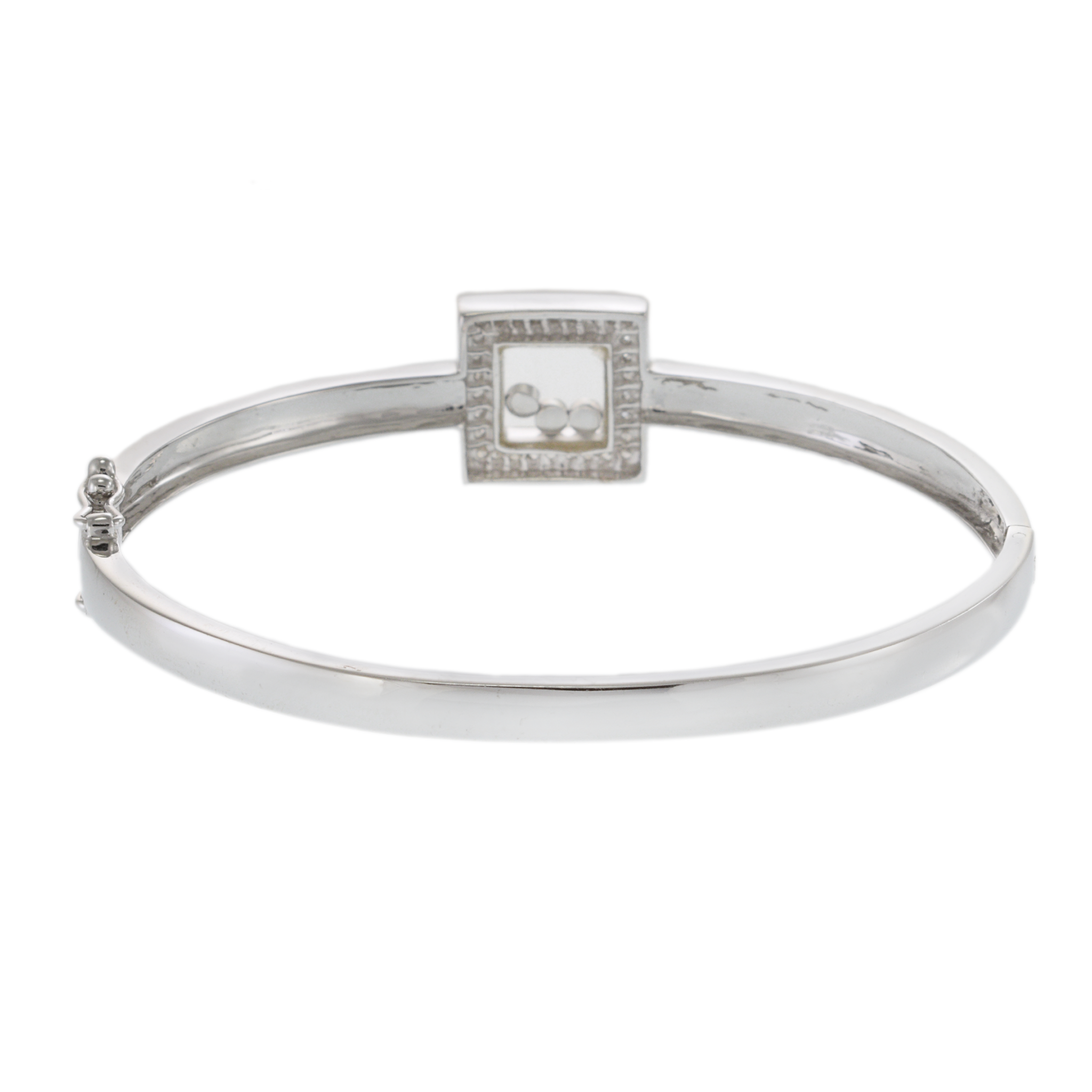 14KT White Gold Bangle with Round Cut Floating Diamonds