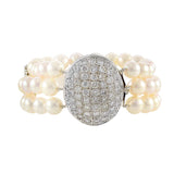 Vintage Retro Era Akoya Pearl and Diamond Bracelet