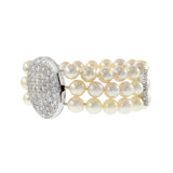 Vintage Retro Era Akoya Pearl and Diamond Bracelet