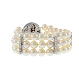 Vintage Retro Era Akoya Pearl and Diamond Bracelet