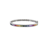 14KT White Gold Multi Color Sapphire And Diamond Bangle Bracelet