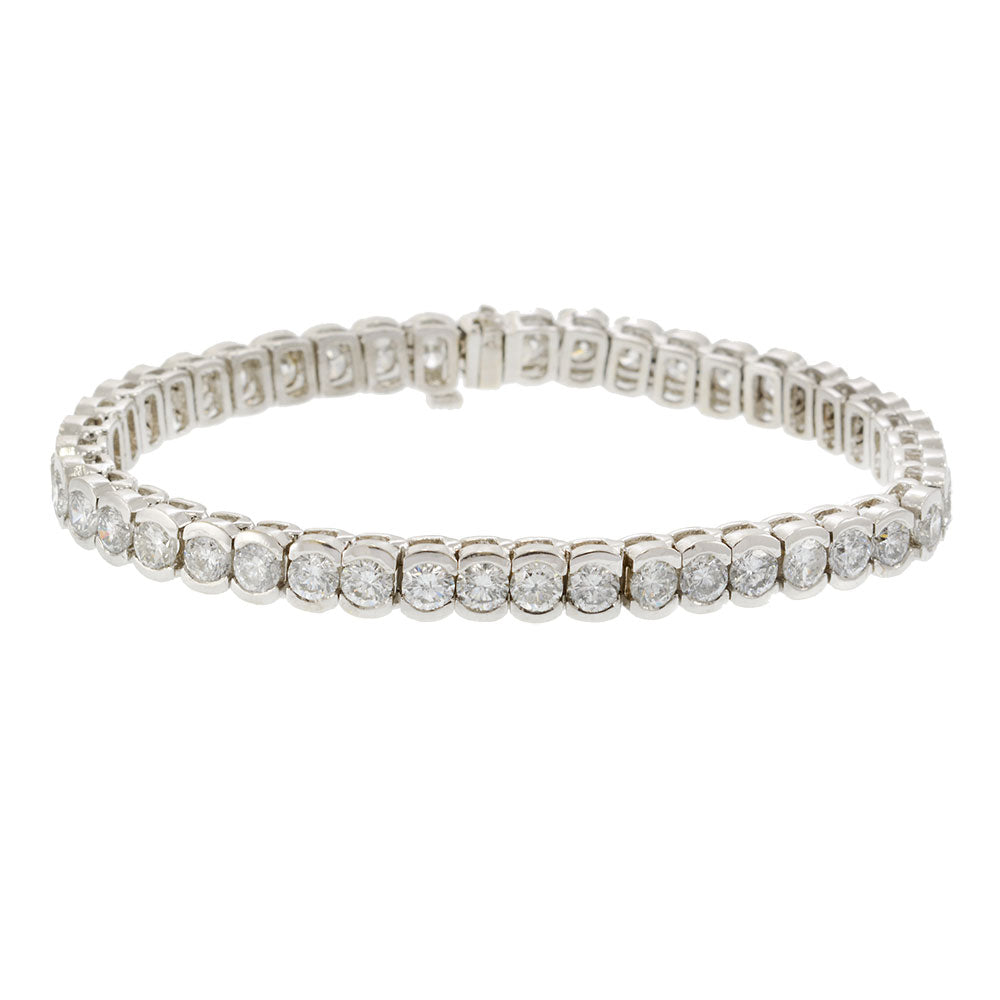 14KT White Gold Half Bezel Straight Line Diamond Bracelet