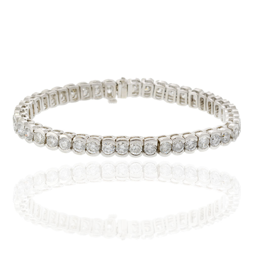14KT White Gold Half Bezel Straight Line Diamond Bracelet