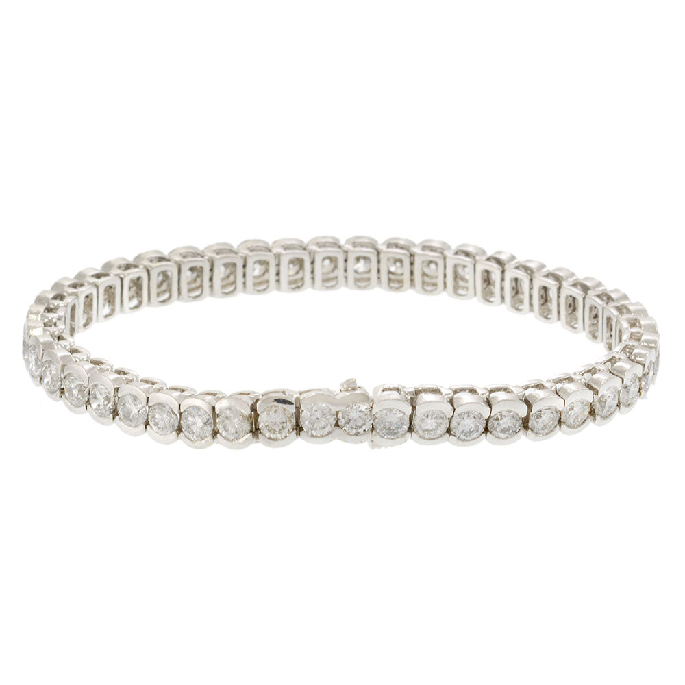 14KT White Gold Half Bezel Straight Line Diamond Bracelet