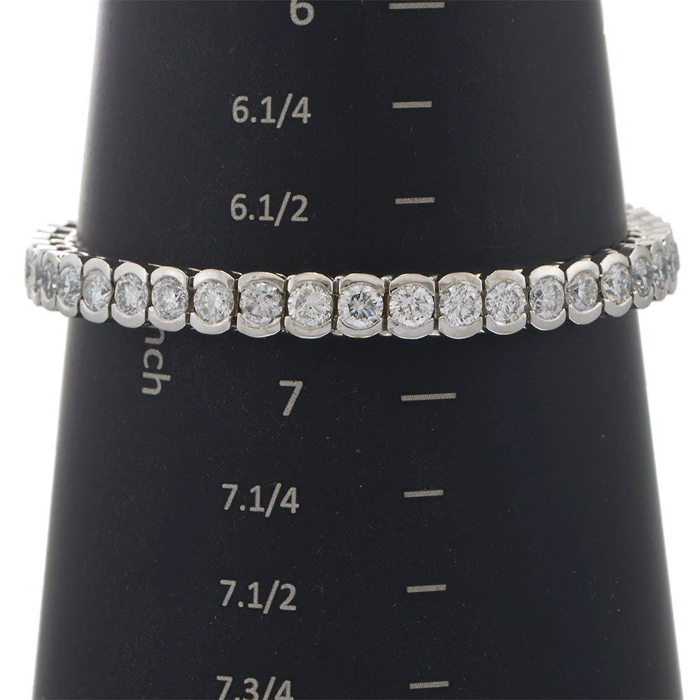 14KT White Gold Half Bezel Straight Line Diamond Bracelet