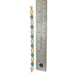 14KT Yellow Gold Turquoise and Diamond Oval Link Bracelet