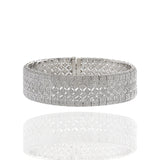 Estate 14KT White Gold Diamond Mesh Filigree Bracelet