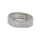 Estate 14KT White Gold Diamond Mesh Filigree Bracelet