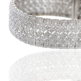 Estate 14KT White Gold Diamond Mesh Filigree Bracelet