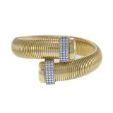 14KT Yellow Gold Flex Wrist Cuff with Round Cut Diamonds