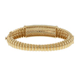 14KT Yellow Gold Ribbed Diamond Bangle Bracelet