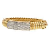 14KT Yellow Gold Ribbed Diamond Bangle Bracelet