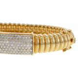 14KT Yellow Gold Ribbed Diamond Bangle Bracelet