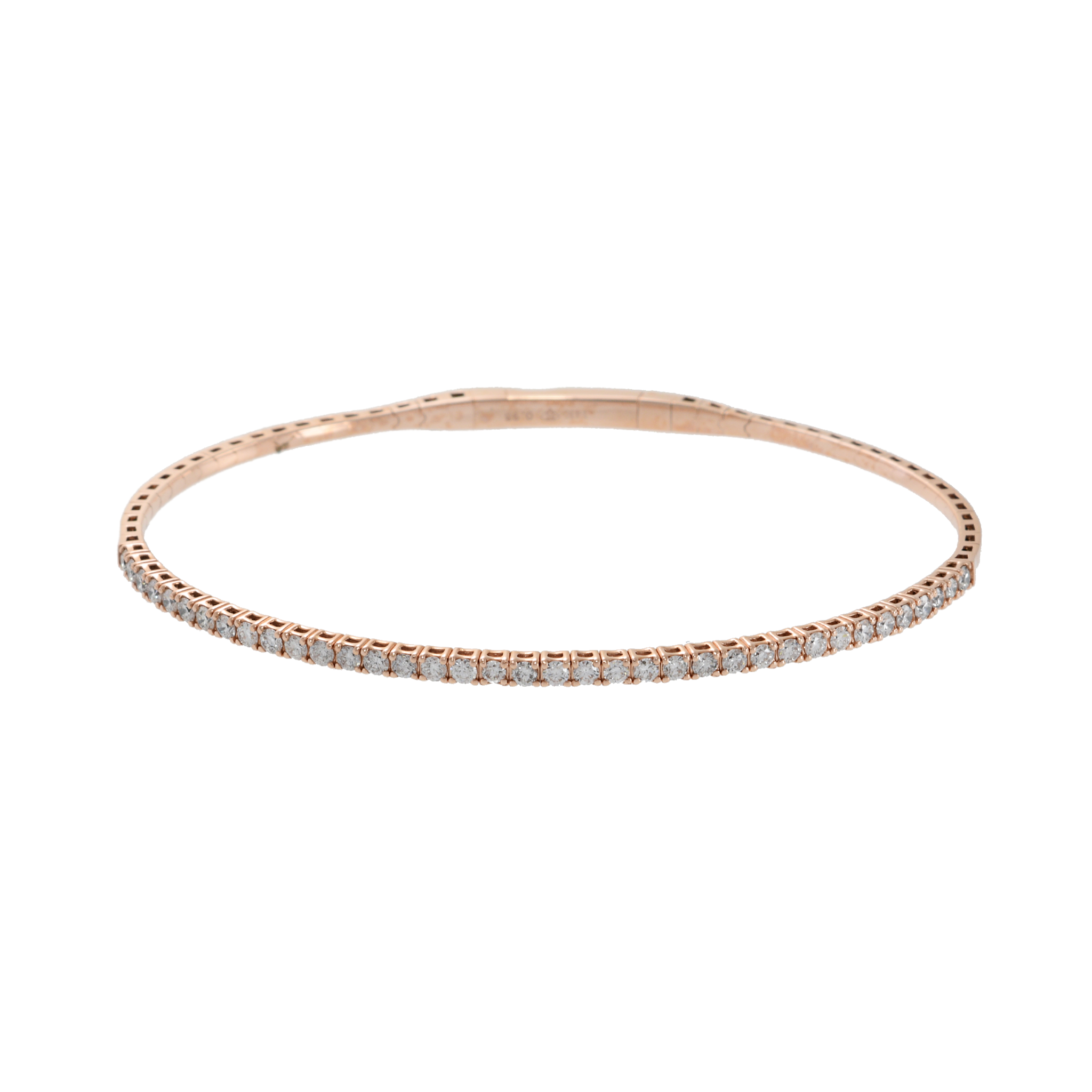 14KT Pink Gold and Round Cut Diamond "Flex" Bangle