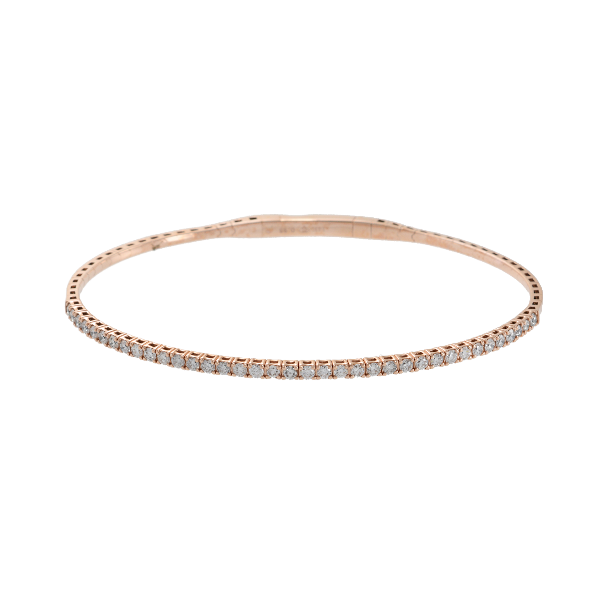 14KT Pink Gold and Round Cut Diamond "Flex" Bangle