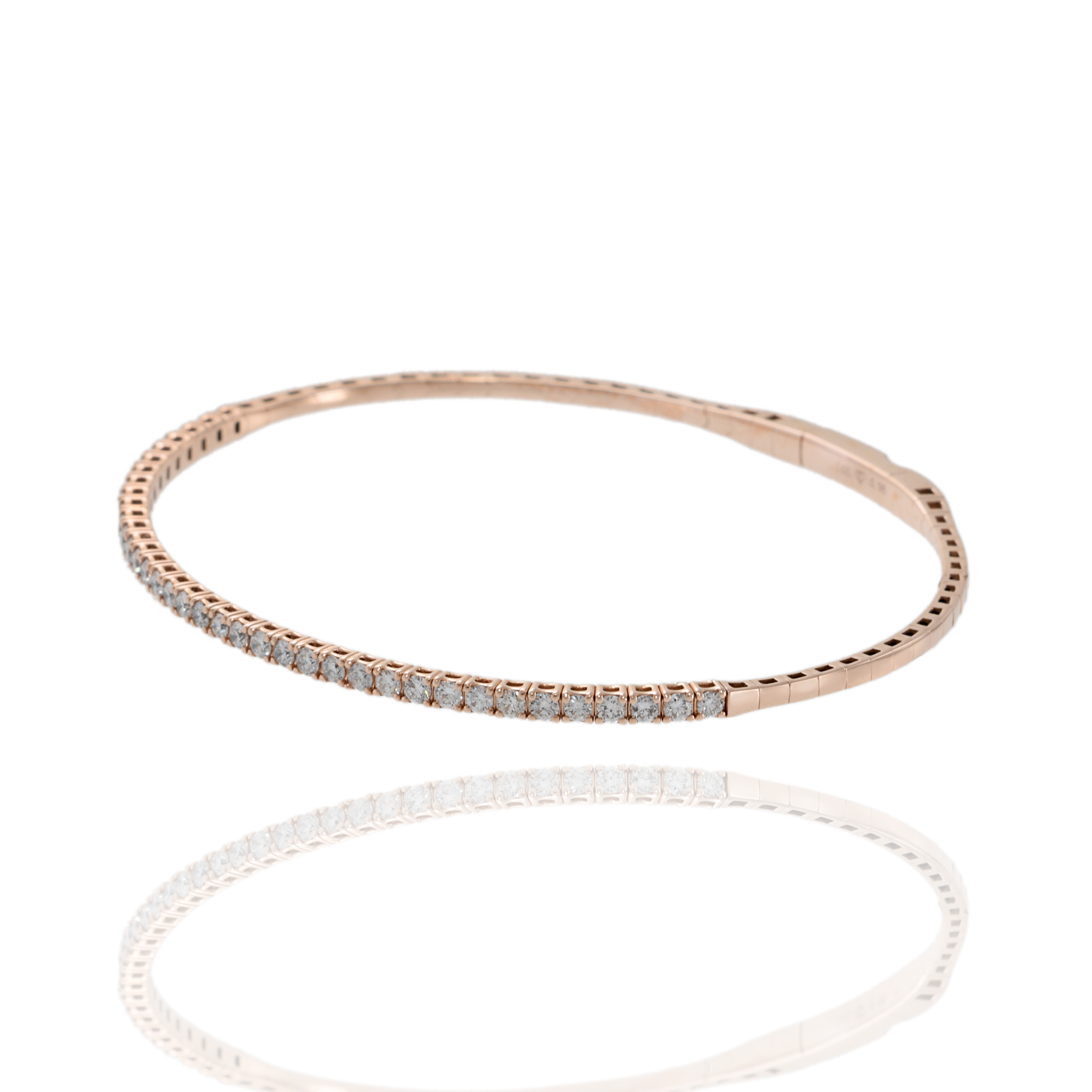 14KT Pink Gold and Round Cut Diamond "Flex" Bangle