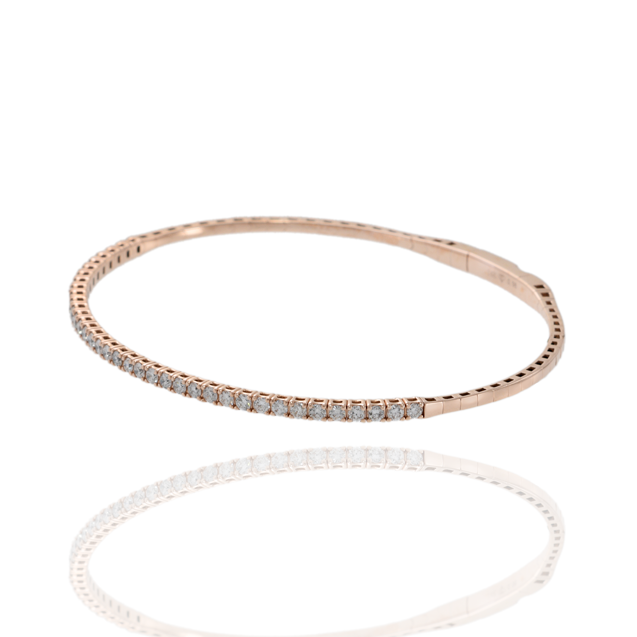 14KT Pink Gold and Round Cut Diamond "Flex" Bangle