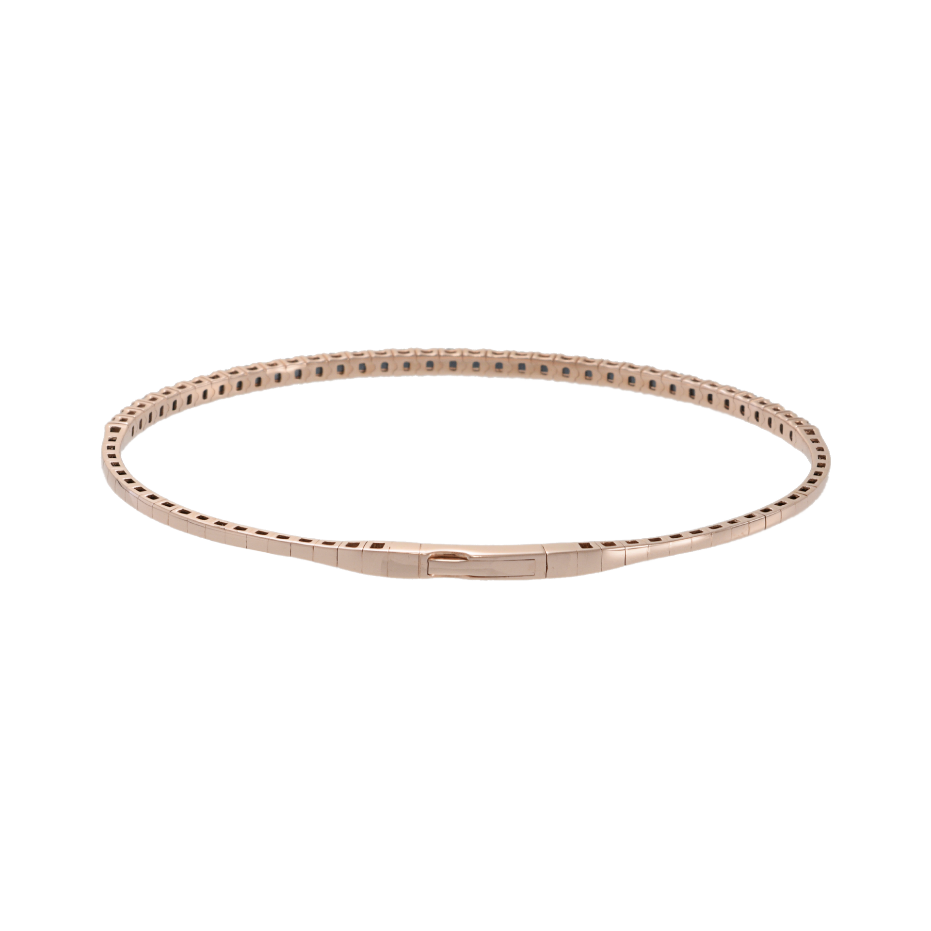 14KT Pink Gold and Round Cut Diamond "Flex" Bangle