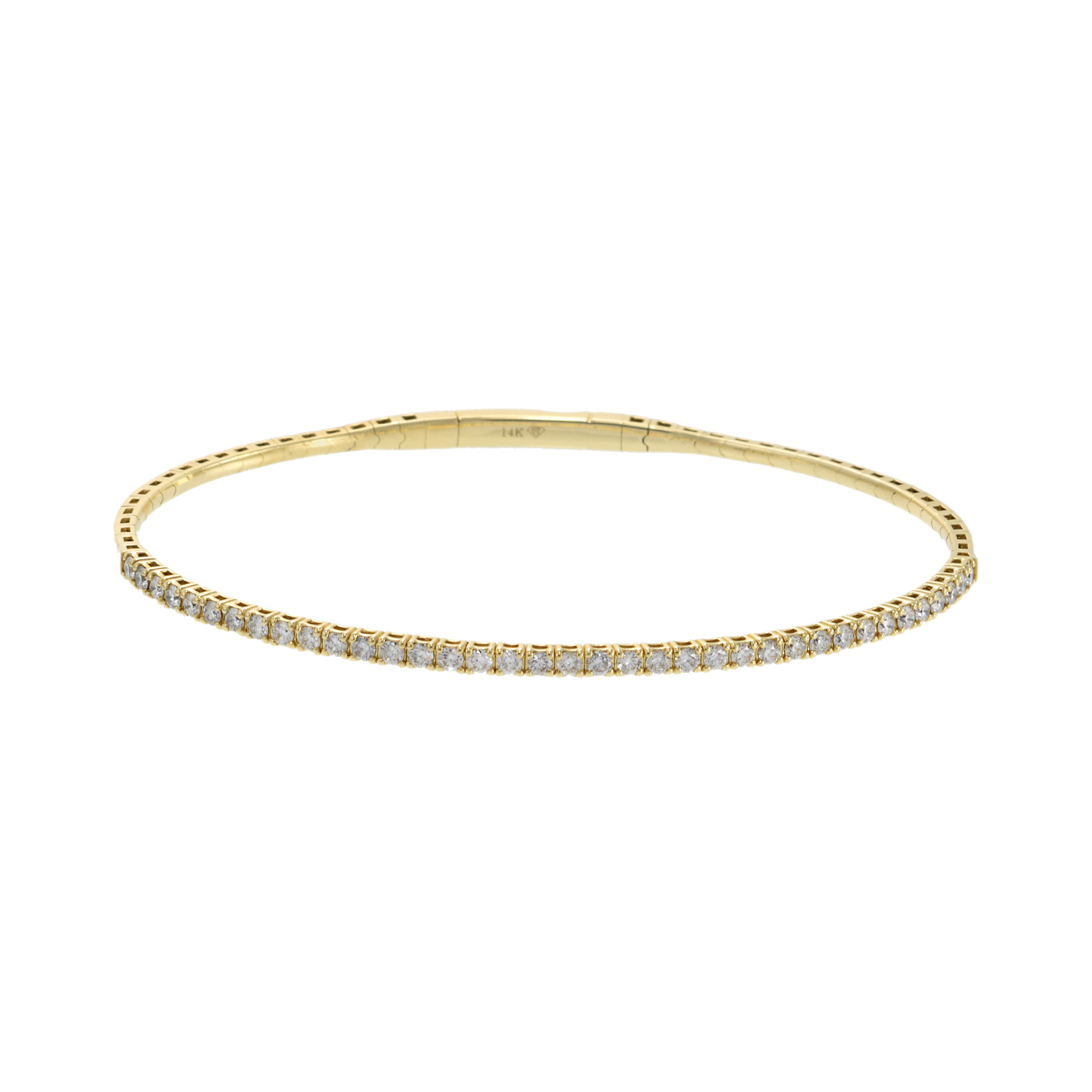 14KT Yellow Gold and Round Cut Diamond "Flex" Bangle