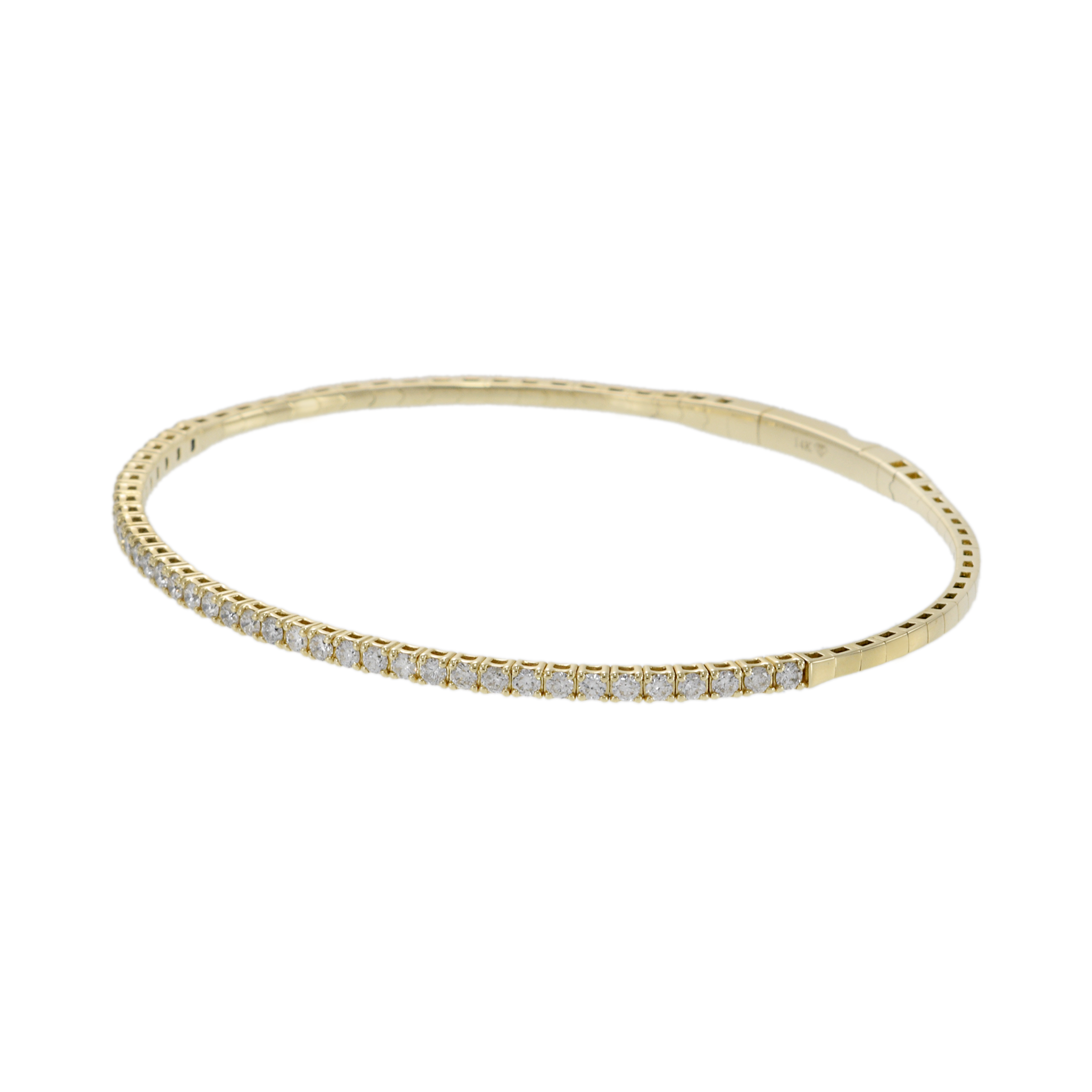 14KT Yellow Gold and Round Cut Diamond "Flex" Bangle