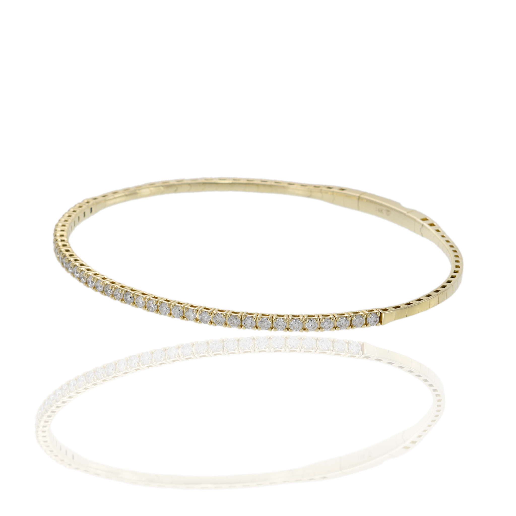 14KT Yellow Gold and Round Cut Diamond "Flex" Bangle