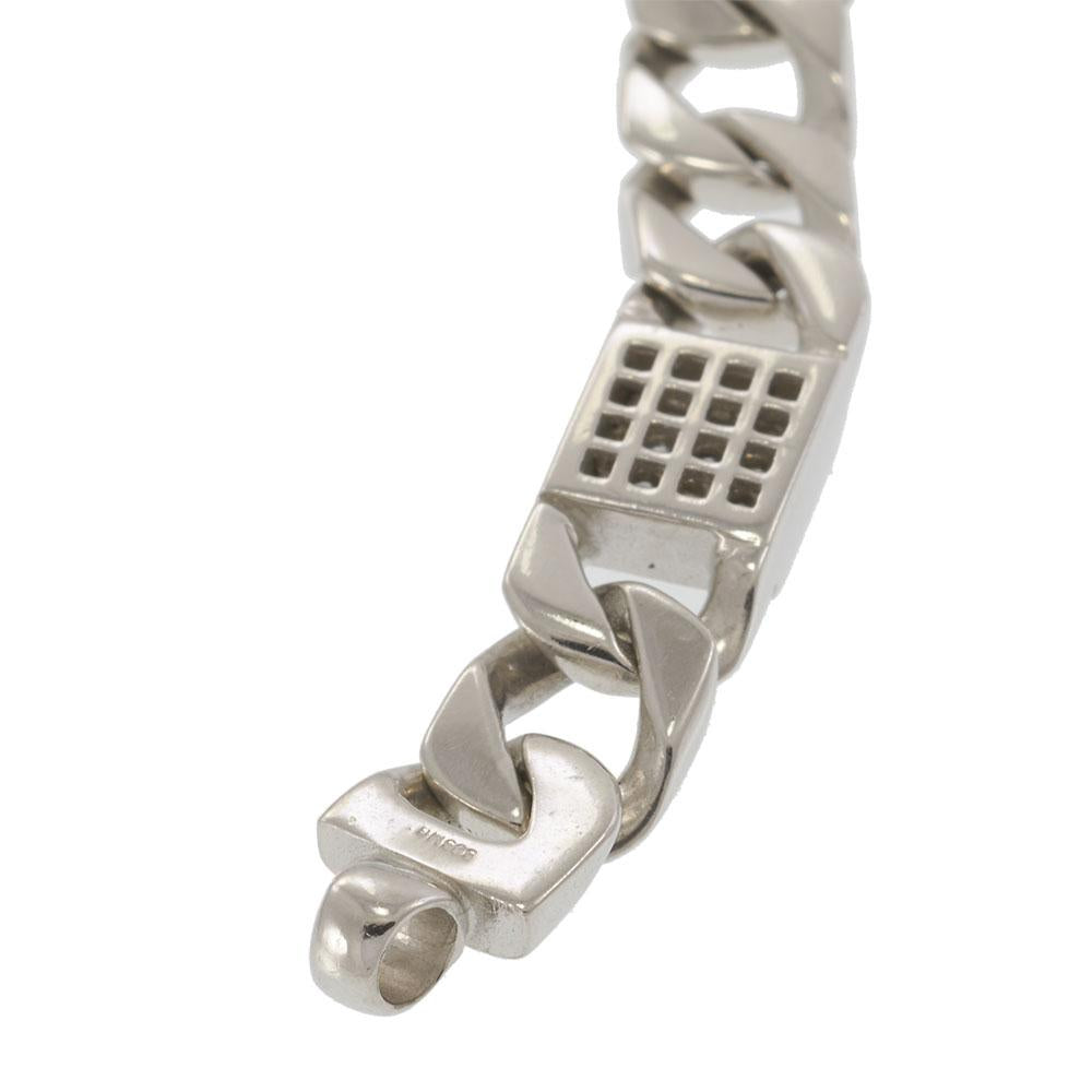 14KT White Gold Cuban Link Men's Diamond Bracelet