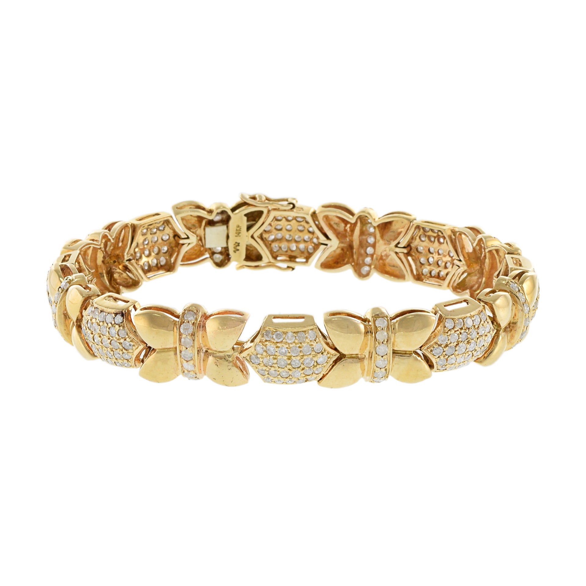 Estate 14KT Yellow Gold Petals and Diamond Bracelet