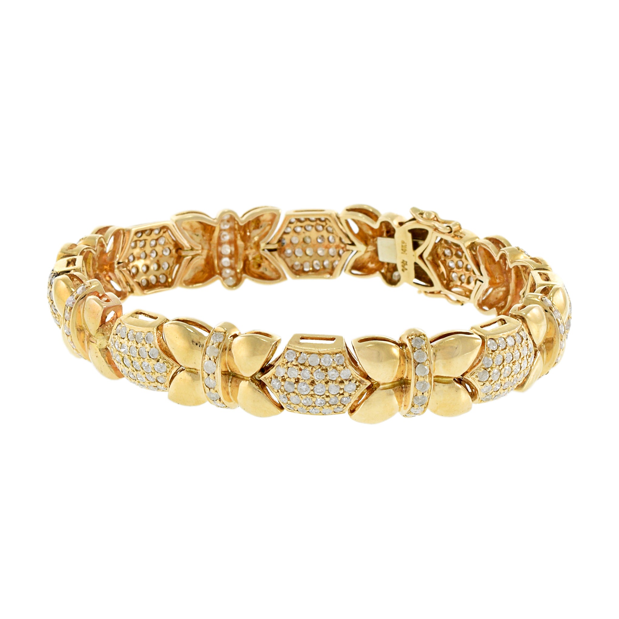 Estate 14KT Yellow Gold Petals and Diamond Bracelet