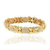 Estate 14KT Yellow Gold Petals and Diamond Bracelet