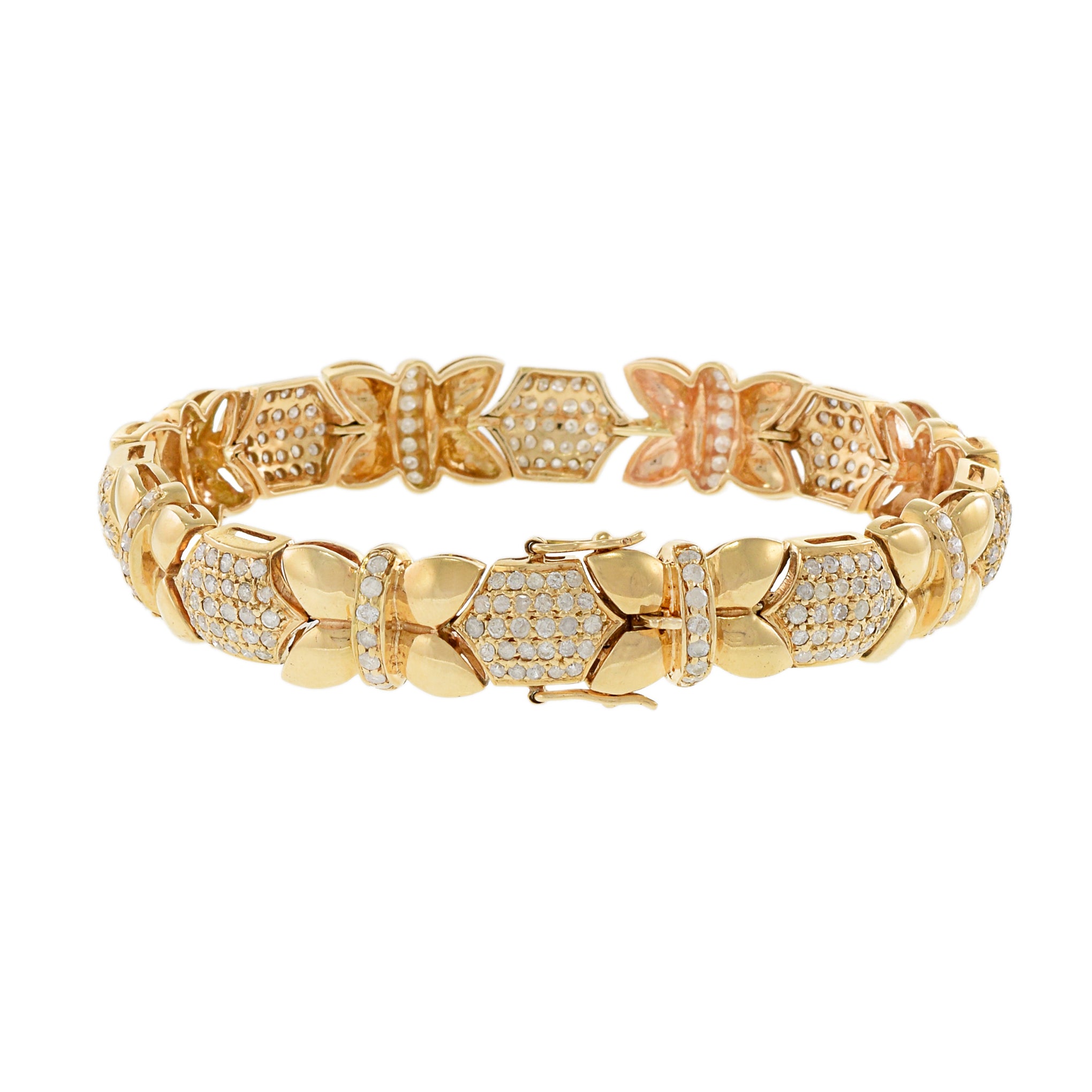 Estate 14KT Yellow Gold Petals and Diamond Bracelet