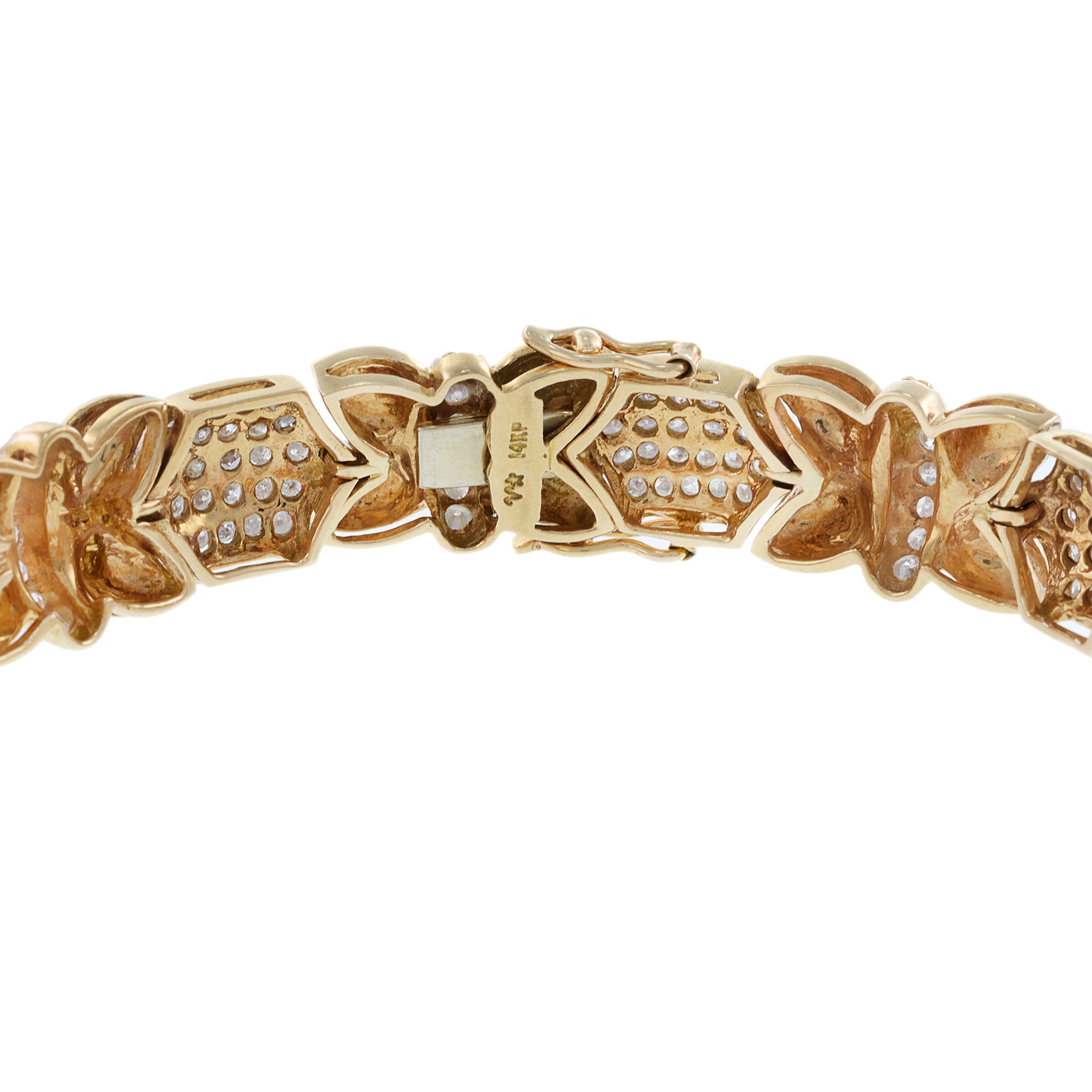 Estate 14KT Yellow Gold Petals and Diamond Bracelet