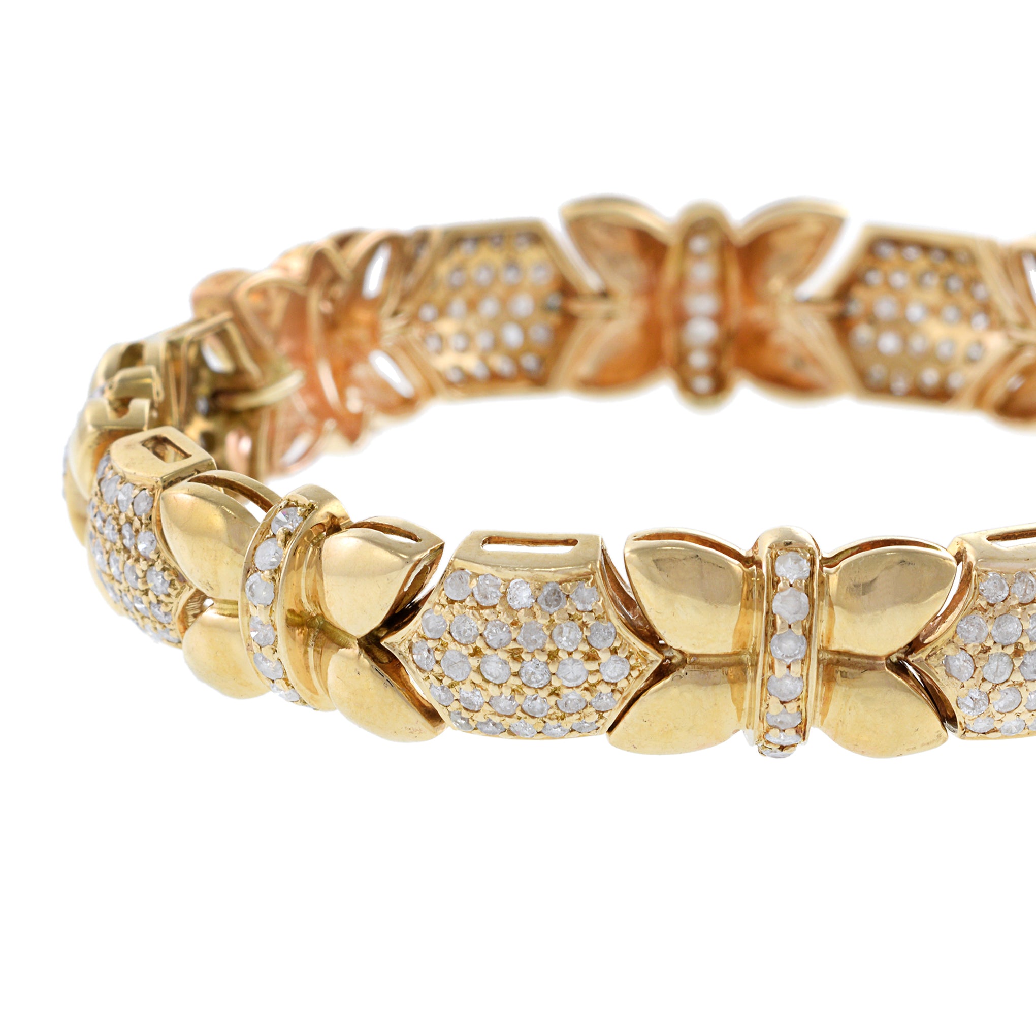 Estate 14KT Yellow Gold Petals and Diamond Bracelet