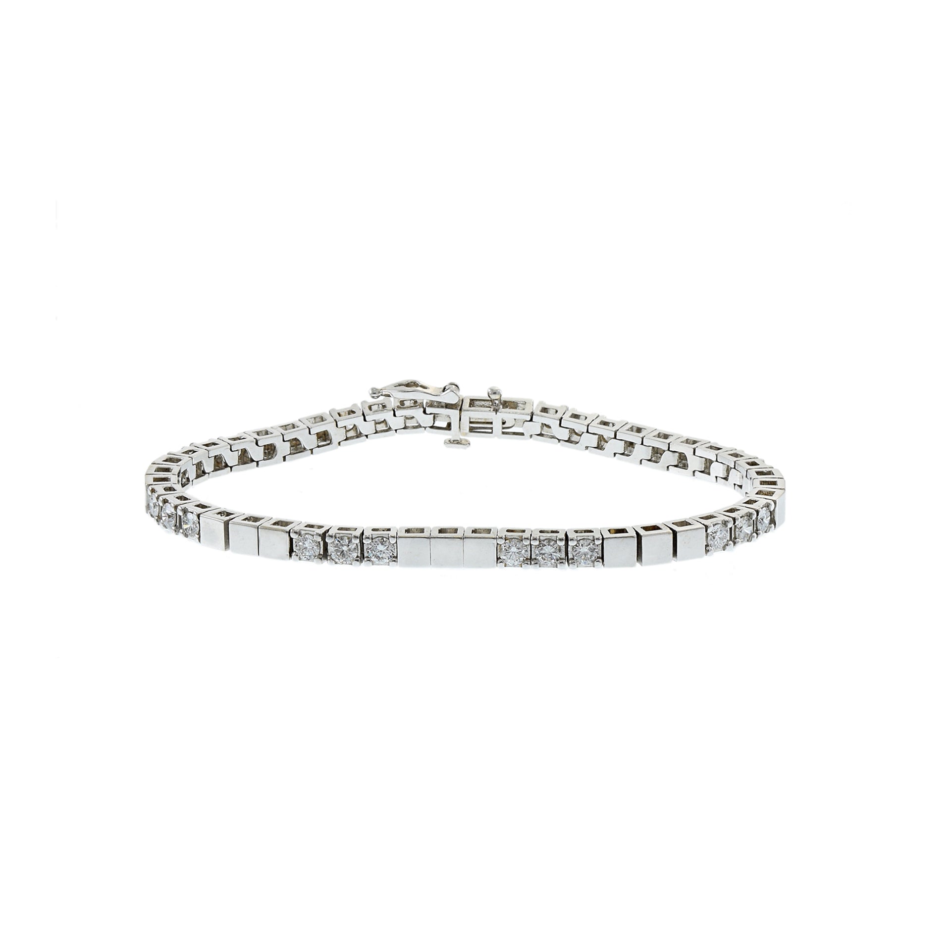 Vintage 14KT White Gold Alternation Diamond Bracelet