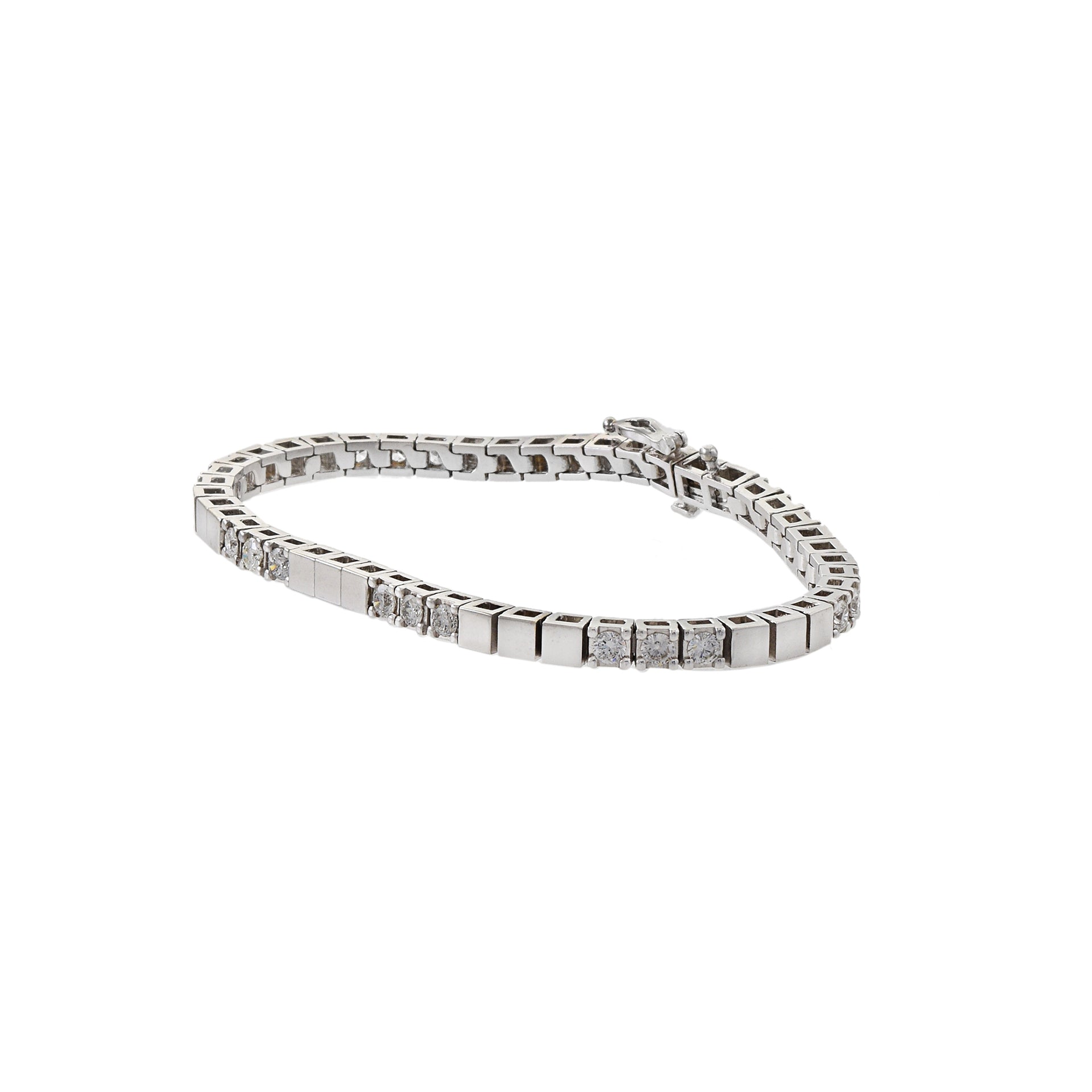 Vintage 14KT White Gold Alternation Diamond Bracelet