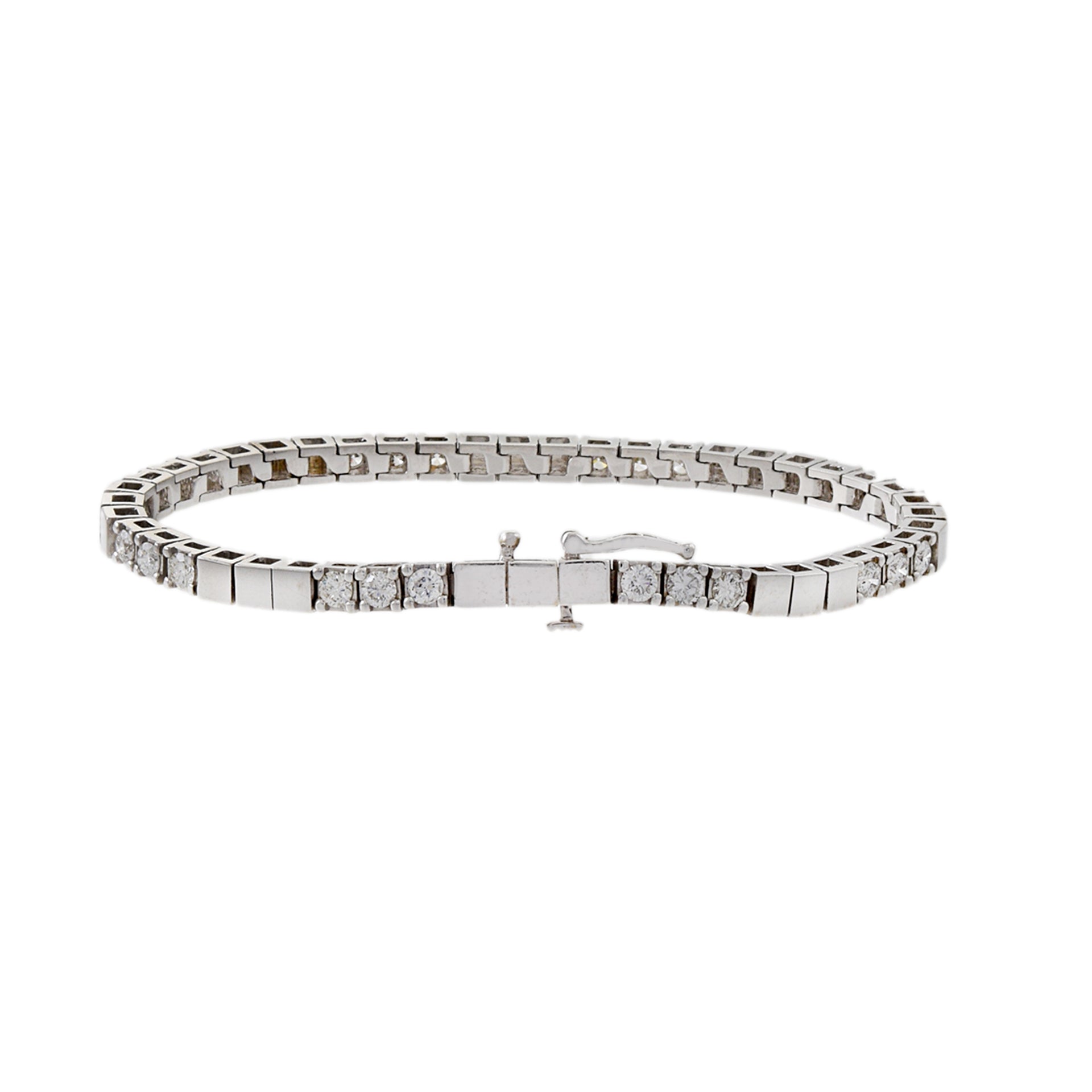 Vintage 14KT White Gold Alternation Diamond Bracelet