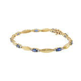 14KT Yellow Gold Bracelet with Round Cut Diamonds and Oval Sapphires