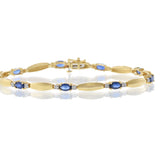 14KT Yellow Gold Bracelet with Round Cut Diamonds and Oval Sapphires