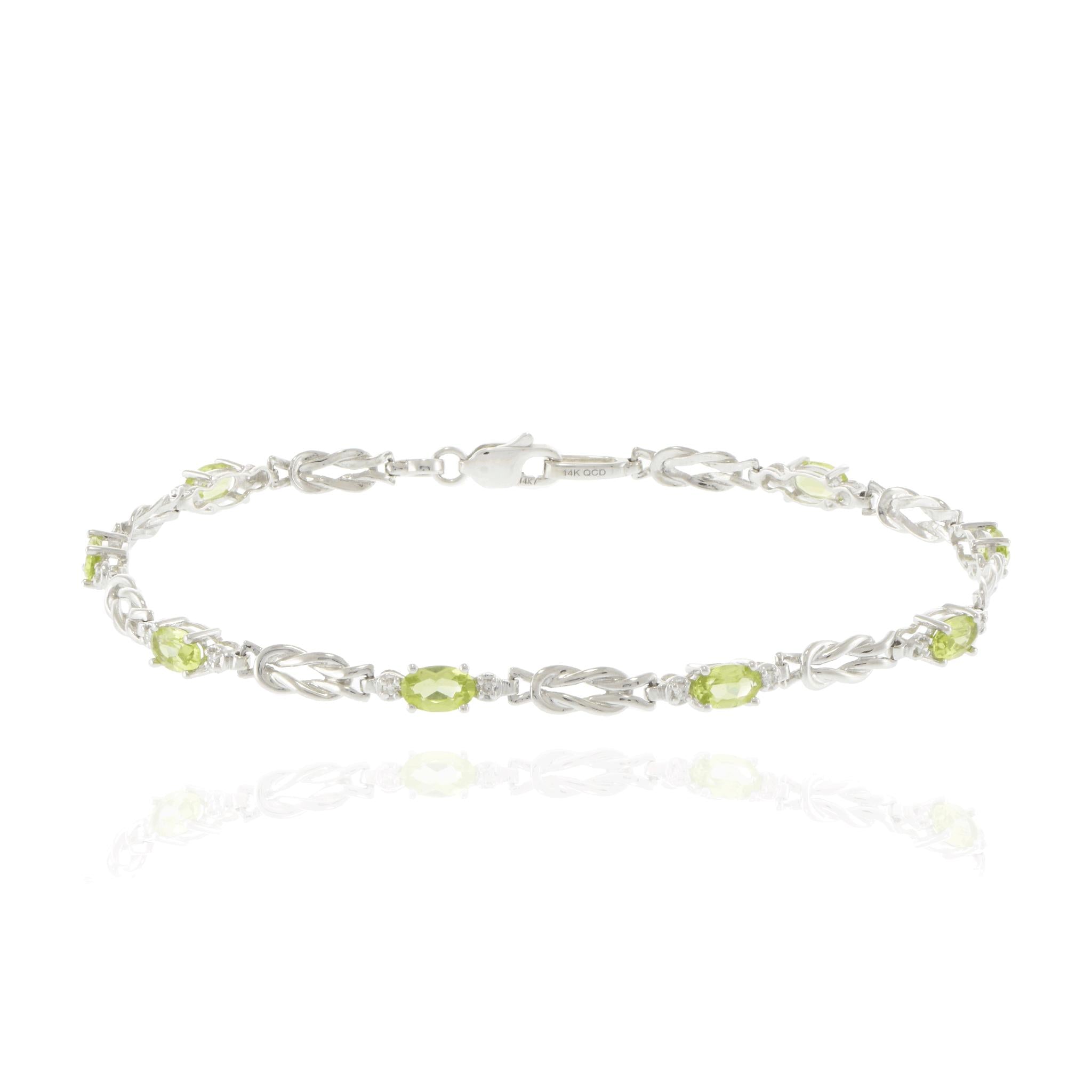 14KT White Gold Peridot and Diamond Bracelet