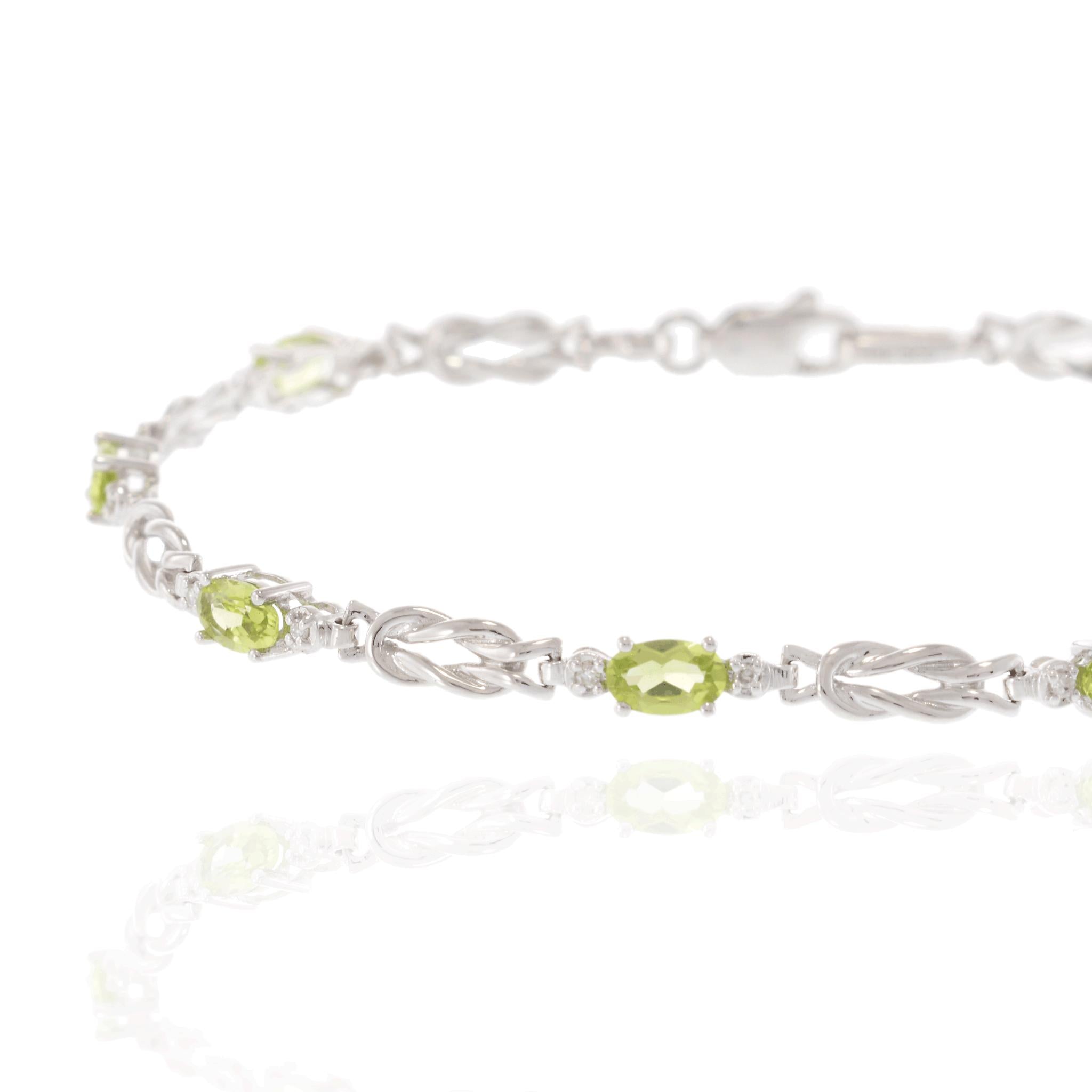 14KT White Gold Peridot and Diamond Bracelet