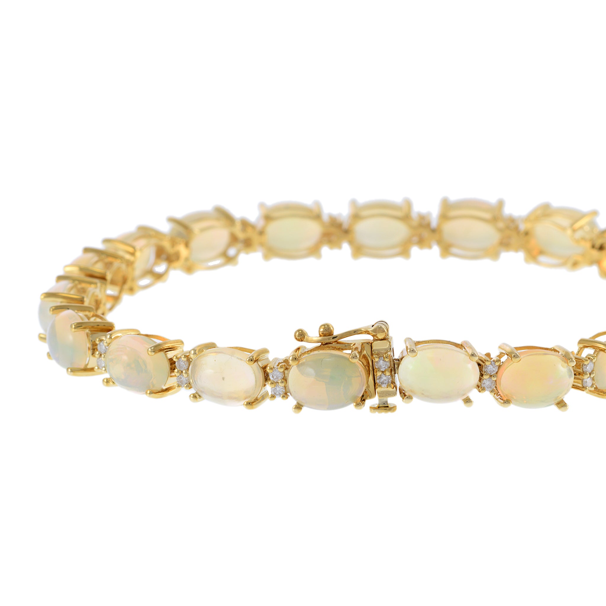 14KT Yellow Gold Opal and Diamond Bracelet